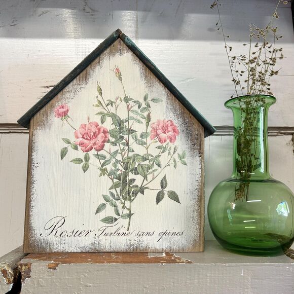 Hand-Painted Rose House Decor - Rustic Chic Cottage Style - Picture 1 of 3